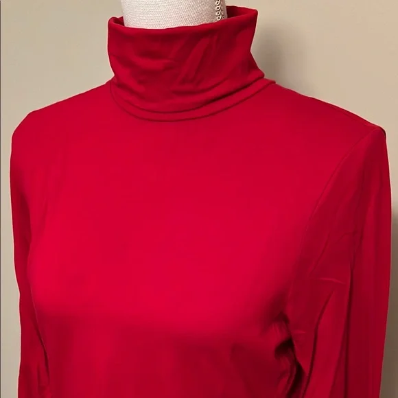 Lands' End Vibrant Red Long Sleeve Turtleneck - Picture 3 of 4